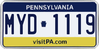 PA license plate MYD1119