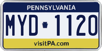 PA license plate MYD1120