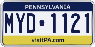 PA license plate MYD1121