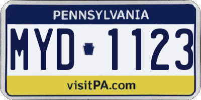 PA license plate MYD1123