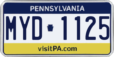 PA license plate MYD1125