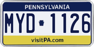 PA license plate MYD1126
