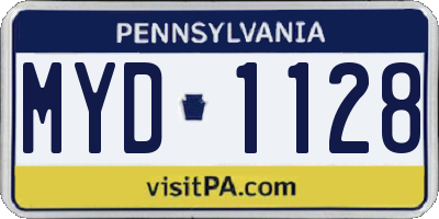 PA license plate MYD1128