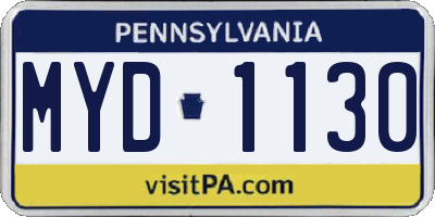 PA license plate MYD1130