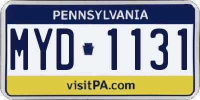 PA license plate MYD1131