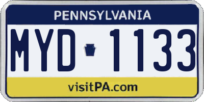PA license plate MYD1133