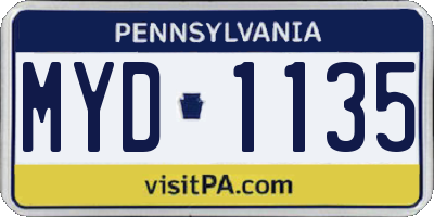 PA license plate MYD1135