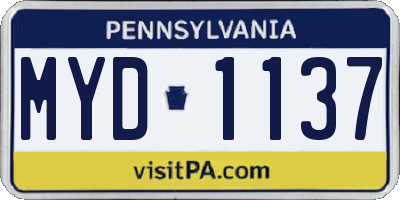 PA license plate MYD1137
