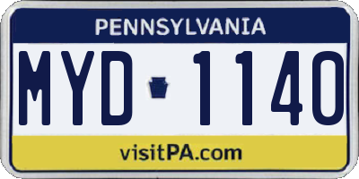 PA license plate MYD1140