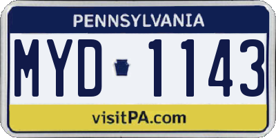 PA license plate MYD1143