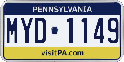 PA license plate MYD1149
