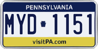 PA license plate MYD1151