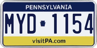 PA license plate MYD1154