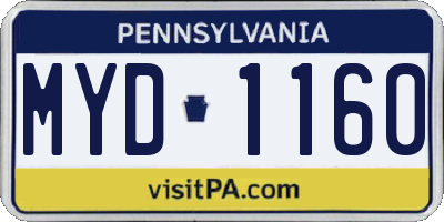 PA license plate MYD1160