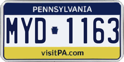 PA license plate MYD1163