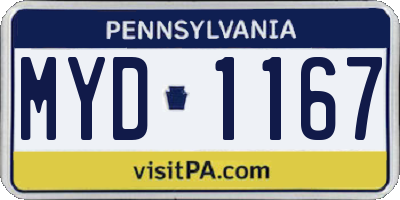 PA license plate MYD1167