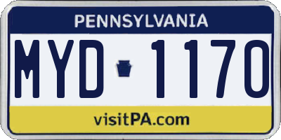 PA license plate MYD1170