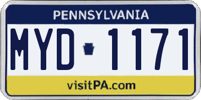 PA license plate MYD1171