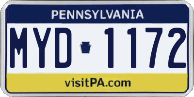 PA license plate MYD1172