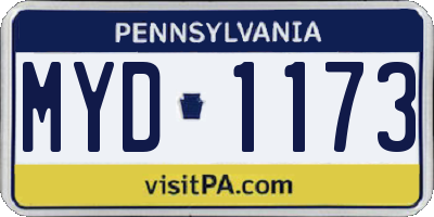 PA license plate MYD1173