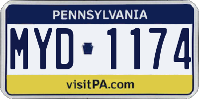 PA license plate MYD1174