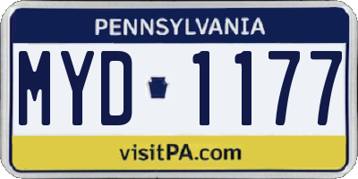 PA license plate MYD1177