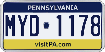 PA license plate MYD1178