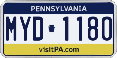PA license plate MYD1180