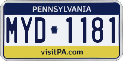 PA license plate MYD1181