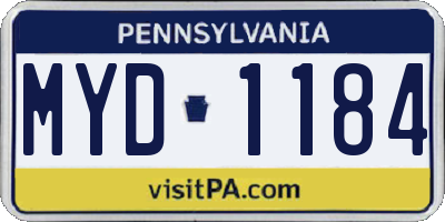 PA license plate MYD1184