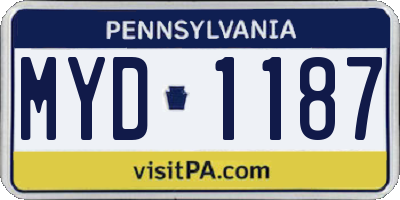 PA license plate MYD1187
