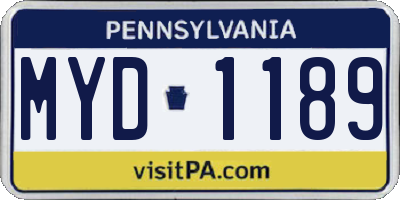 PA license plate MYD1189
