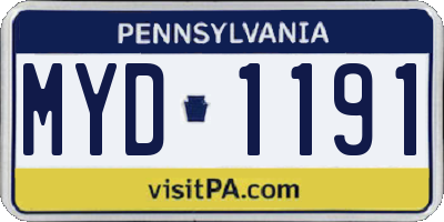 PA license plate MYD1191