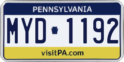 PA license plate MYD1192