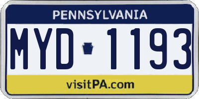 PA license plate MYD1193