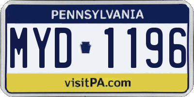 PA license plate MYD1196