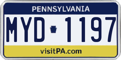 PA license plate MYD1197