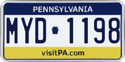 PA license plate MYD1198