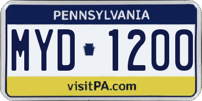 PA license plate MYD1200
