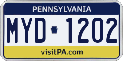 PA license plate MYD1202