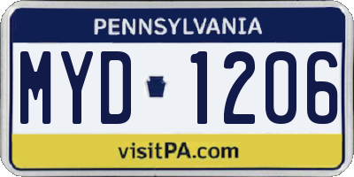 PA license plate MYD1206
