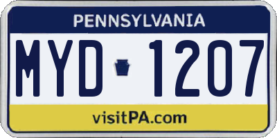 PA license plate MYD1207