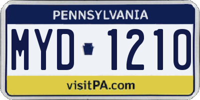 PA license plate MYD1210