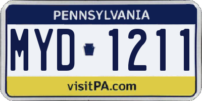 PA license plate MYD1211