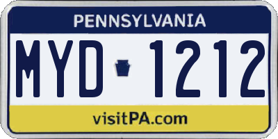 PA license plate MYD1212