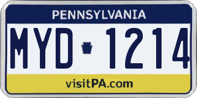 PA license plate MYD1214