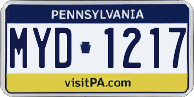 PA license plate MYD1217