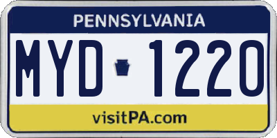 PA license plate MYD1220