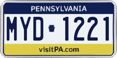 PA license plate MYD1221