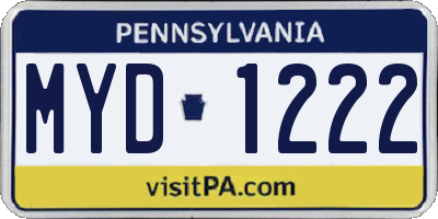 PA license plate MYD1222